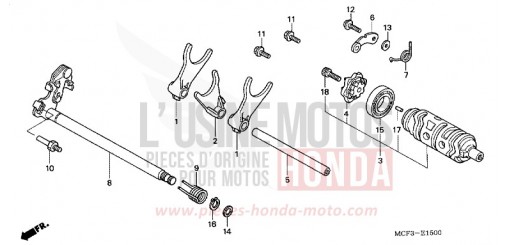 BARILLET DE SELECTION VTR1000SP5 de 2005